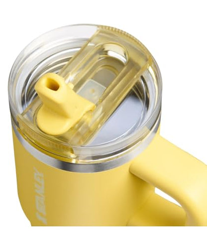 STANLEY Quencher ProTour Flipstraw Tumbler, 14 oz, Daffodil | Built-In Straw & Handle | Cupholder Compatible for Travel | Leakproof Insulated Stainless Steel Cup | BPA-Free - color: Daffodil, size: 14 Ounces
