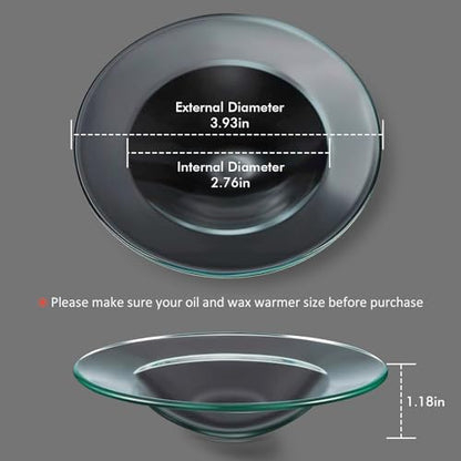 EQUSUPRO 4" Replacement Glass Round Dish Bowl for Oil Wax Melt Warmers Burners (Clear Glass)