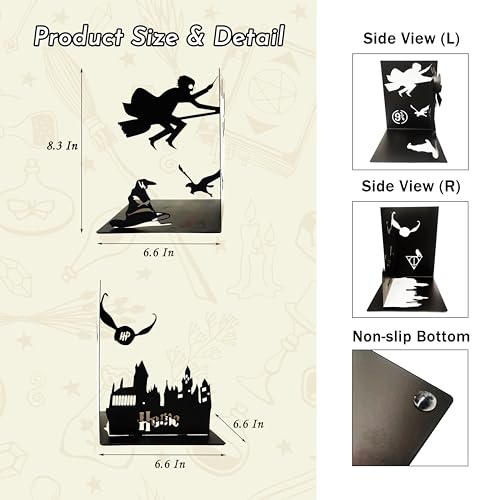 Black Magic Book Stopper Decorative Bookends for Bookshelf | Unique Gifts For Family Friends Kids, Study Room Home Office Decor