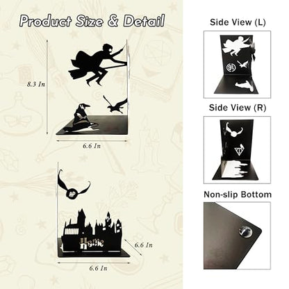 Black Magic Book Stopper Decorative Bookends for Bookshelf | Unique Gifts For Family Friends Kids, Study Room Home Office Decor