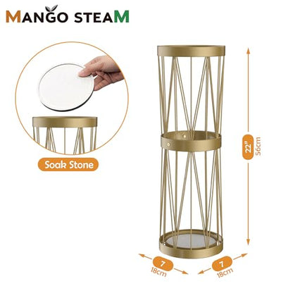 Mango Steam Pluvian Soakstone Umbrella Holder (Tall, Gold) - color: Gold, size: Tall Round