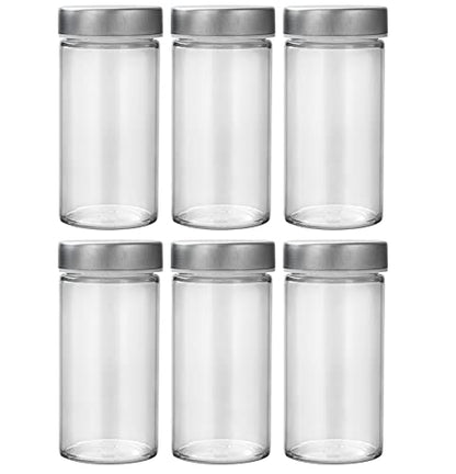 Tianifa 6 Pcs Glass Spice Jars/Bottles for Rotating Spice Rack-3oz Empty round Spice Containers with Airtight Metal Caps with Shaker Lids (6, Stainless Steel Lids) - color: Stainless Steel Lids, size: 6pcs