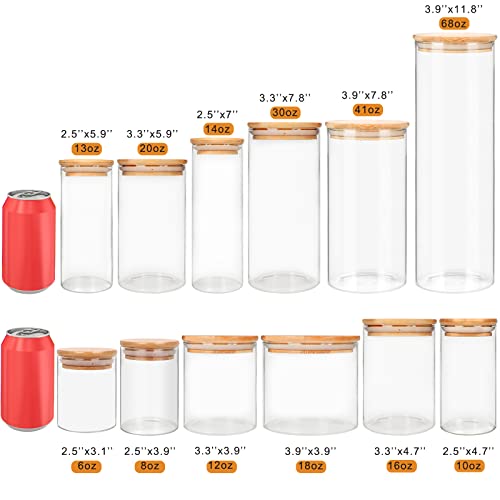 DHSBTLS 10 Pack 14 oz Glass Jars with Airtight Bamboo Lids for Kitchen | 450 ml Pantry Organization Jar, Glass Terrarium with Lid, Spice, Flour and Sugar Container, Canister Set for Kitchen Counter - size: 14 fl oz (10 pcs)