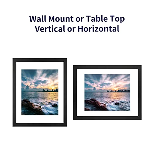 ONE WALL 11x14 Floating Frame, Black Wood Double Glass Float Picture Frame | Floating Picture Frames Display 11x14/8x10/5x7 Inch Photos Plant Petal Specimens for Wall and Tabletop, Mounting Kit Included - size: 11X14