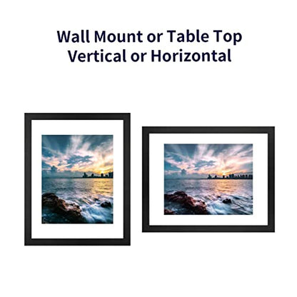 ONE WALL 11x14 Floating Frame, Black Wood Double Glass Float Picture Frame | Floating Picture Frames Display 11x14/8x10/5x7 Inch Photos Plant Petal Specimens for Wall and Tabletop, Mounting Kit Included - size: 11X14