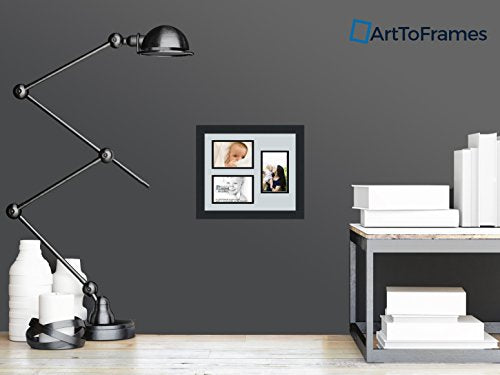Art to Frames Double-Multimat-389-860/89-FRBW26079 Collage Photo Frame Double Mat with 3-4x6 Openings and Satin Black Frame - color: Baby Blue, size: 3 - 4x6