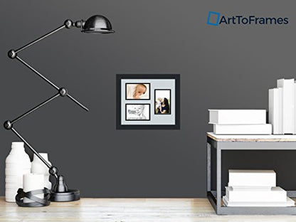 Art to Frames Double-Multimat-389-860/89-FRBW26079 Collage Photo Frame Double Mat with 3-4x6 Openings and Satin Black Frame - color: Baby Blue, size: 3 - 4x6