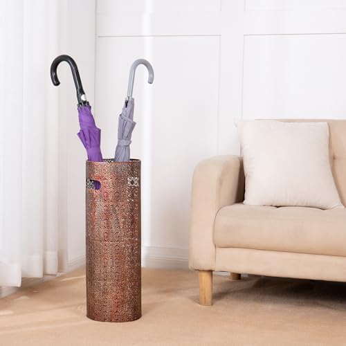 21 inch Heavy Duty Metal Umbrella Stand - Durable Storage Holder for Umbrellas - Indoor and Outdoor Use - Stylish and Modern Organizer for Entryways. (Copper Lace) - color: Copper Lace