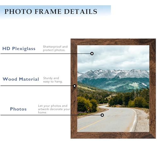 9x11 Picture Frame Deep Brown for Wall Hanging, Wood 9 x 11 Frame Photo Frame for Wall Horizontally or Vertically, Deep Brown, 3 Pack - size: 9x11 inch