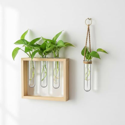 Yardwe 5Pcs Clear Glass Test Tubes Plant Propagation Station - Hydroponic Vases for Home and Office Decor