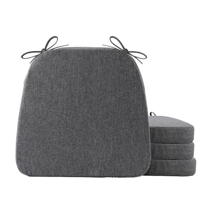 Battilo Chair Cushions for Dining Chairs with Ties, Waterproof Kitchen Chair Pad with Non-Slip Backing, Seat Cushions with Machine Washable Removable Cover, 16"x16"x2", Set of 4, Dark Grey - color: Dark Grey, size: 4 Count(Pack of 1)