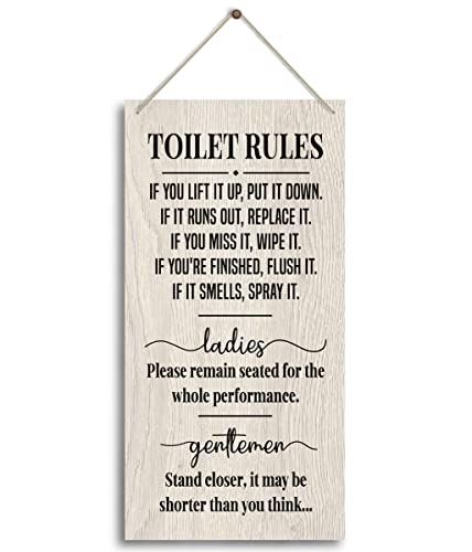 Toilet Rules Sign - Funny Bathroom Sign Decor, Wall Art for Farmhouse, Guest Bathroom - color: Home 29