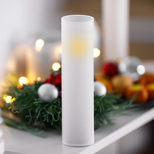 WGVI Hurricane Candle Holder Sleeve, W: 3", Ht: 14", Frosted Glass Cylinder Open Both Ends, Chimney Tube Shade, 2 Pieces - color: Frosted, size: 3x14"H