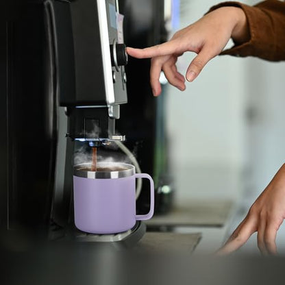 VEGOND 14 oz Insulated Coffee Mug with Handle, Stainless Steel Travel Coffee Mug with Lid, Double Wall Vacuum Metal Coffee Cup, Coffee Tumbler Powder Coated, Purple 1 Pack - color: Purple, size: 14 Ounces
