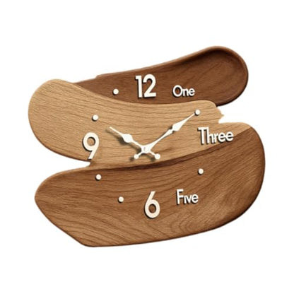 Wall Clock Silent Wood Easy Read Creative Gifts Nordic Wall Decor Ornament for Home Office Farmhouse Kids Room Living Room, Brown