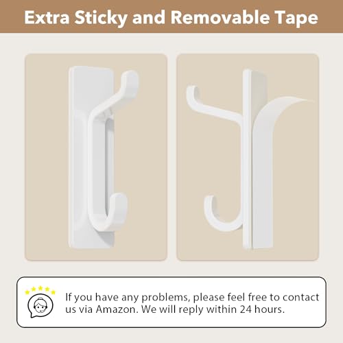 pickpiff 13LB Strong Stick-On Hooks for Coats and Towels, White 4 Pack - color: White, size: 4 Pack