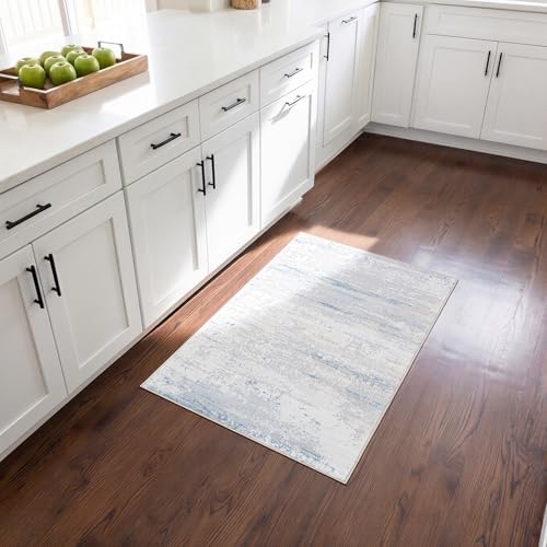 Washable Area Rugs 2x3 Entryway Rugs for Kitchen,Front Door & Small Spaces | Ultra Soft,Low Pile,Non-Slip & Stain Resistant,Non-Shedding,Smal Modern Abstract Throw Rug for Bedroom,Bathroom,Laundry Room - color: Blue-griege-brown-beige-white, size: 2' x 3'