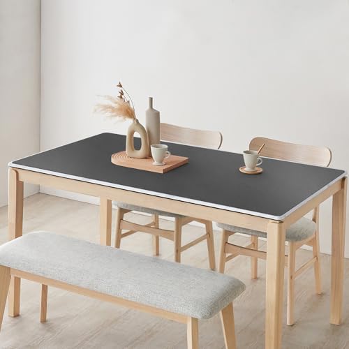 Dark Gray Leather-Look Plastic Table Protector Cover Pad, 36x60 inch | 1.5mm Thick Waterproof PVC Rectangle Desk Mat, Anti Scratch Oil Resistant Counter Top Area Mat for Dining Table, Office - color: Dark Gray, size: 60" x 36" (Rectangular)