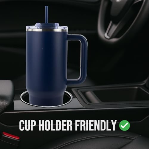 Hogg Big Swig 40oz Tumbler with Handle and Straw - Navy Blue, 40 oz Tumbler, Insulated Cup with Handle, 40oz Water Bottle with Straw, Thermal Cups, Leak Proof Lid, Travel Mugs, Stainless Steel - color: Navy Blue