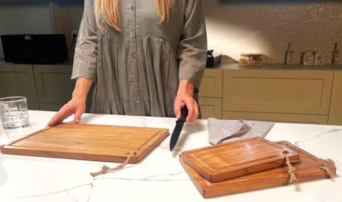 Acacia Wood Cutting Board Set of 3, Wooden Chopping Boards, 15x10" | Large Wooden Chopping Boards for Meat, Vegetables, Cheese & Charcuterie, Heavy Duty - color: Natural, size: 15x10"