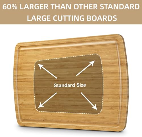 30" Extra Large Bamboo Cutting Boards for Kitchen, Wooden Chopping Board with Juice Groove, Reversible Butcher Block Cutting Board Carving Board for Meat Turkey Veggies, 30 x 20 Inch - size: 30"L x 20"W