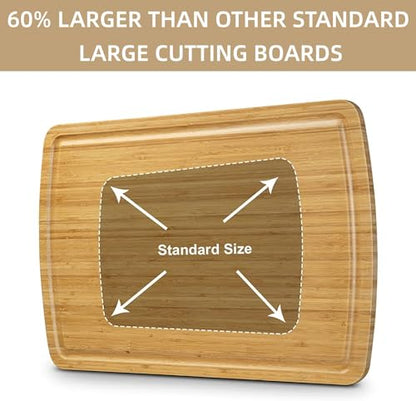 30" Extra Large Bamboo Cutting Boards for Kitchen, Wooden Chopping Board with Juice Groove, Reversible Butcher Block Cutting Board Carving Board for Meat Turkey Veggies, 30 x 20 Inch - size: 30"L x 20"W