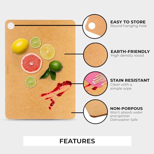 Freshware Wood Cutting Board for Kitchen, Dishwasher Safe, Large, 15" x 11.25", Natural - color: 15" x 11.25" [No Groove] [Natural], size: 15"L x 11.3"W