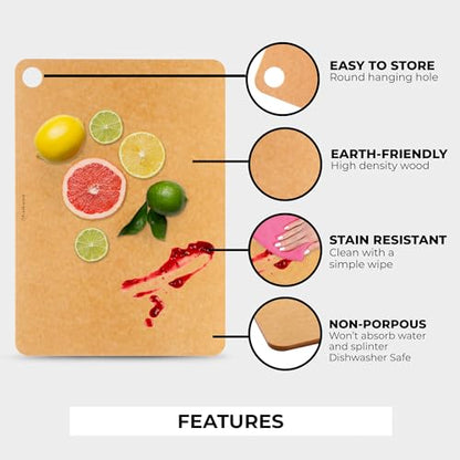 Freshware Wood Cutting Board for Kitchen, Dishwasher Safe, Large, 15" x 11.25", Natural - color: 15" x 11.25" [No Groove] [Natural], size: 15"L x 11.3"W