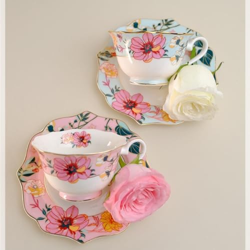 Coffee Cup Set Ceramic Coffee Cup and Saucer Flower Tea Cup Afternoon Tea Set Creative Gift Box Gift