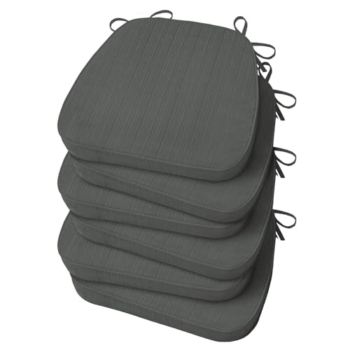 Basic Beyond Chair Cushions for Dining Chairs, D-Shaped Kitchen Chair Cushions with Ties Set of 6, 2.5" Thick Seat Cushions for Dining Room/Kitchen Chairs, 17" x 16", Dark Grey - color: Grey, size: 6 Count(Pack of 1)