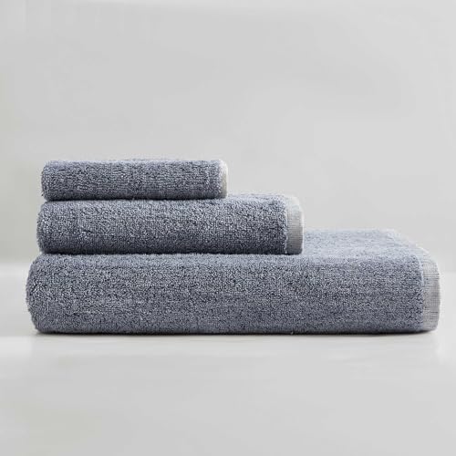 Calvin Klein - Towel Set, 3-Piece Soft & Absorbent Cotton Bathroom Towels, Luxury Bathroom Accessories (Captivate Denim, 3-Piece Set) - color: Captivate Denim, size: 3 Pack