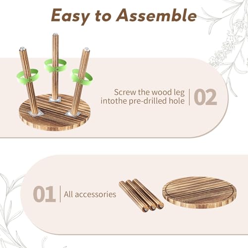 Plant Stand Indoor - 3-Pack Taller Single Wood Plant Stand for 6-12 Inch Pots, Mid-Century Modern Plants Stool for Large Plants, Small Round Wooden Planter Table for Living Room, Balcony