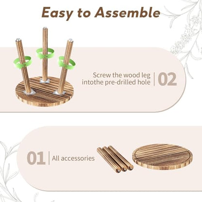 Plant Stand Indoor - 3-Pack Taller Single Wood Plant Stand for 6-12 Inch Pots, Mid-Century Modern Plants Stool for Large Plants, Small Round Wooden Planter Table for Living Room, Balcony
