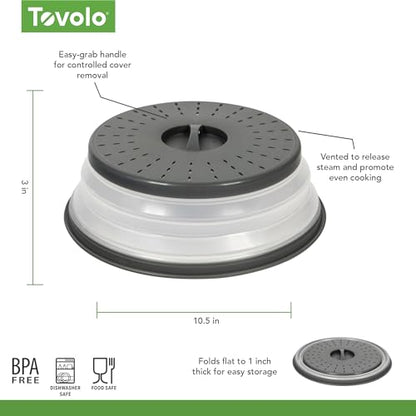 Tovolo Collapsible Microwave Splatter Cover, Charcoal Gray, Medium 10.5" in - color: Charcoal, size: Medium (10 inch)