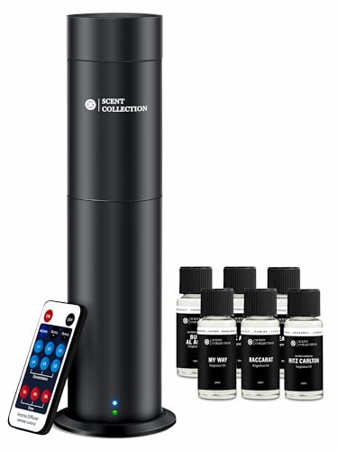 Hotel Waterless Scent Diffuser with 6 Fragrance Oils Covers up to 700 Sq Ft | Cold air scent diffuser with APP control, 6 fragrance oils, open bottle design, quiet operation, for home/office/hotel/ect.