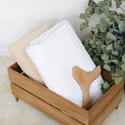 Waffle Bath Sheet Set, 100% Turkish Cotton, Includes 1 Bath Sheet, 1 Hand Towel, 2 Face Towels - color: White, size: Bath Sheet Set (4 Pieces)