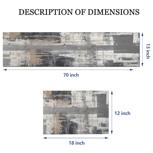 Mcalk Grey Table Runner and Placemats Set of 6, Abstract Black Placemats, Modern Cloth Place Mats Indoor for Kitchen,Washable Linen Material for Dining Table - color: 01grey1