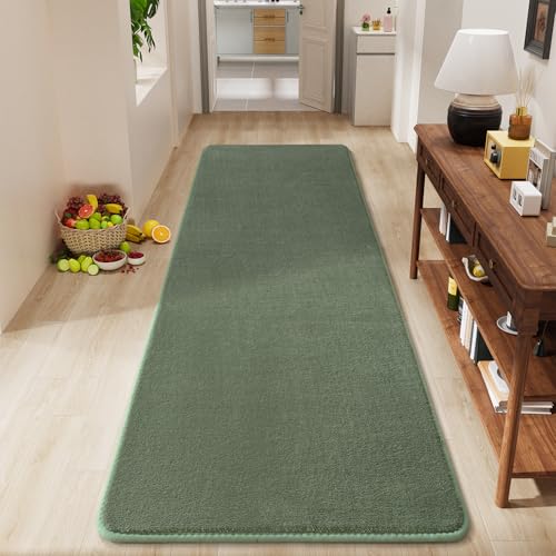 Modern Soft Hallway Runner Rug, 2x6 Sage Green Washable Runner Rugs | Fluffy Bedroom Bedside Rugs, Indoor Non Slip Memory Foam Rug Carpet for Hallway Entrance Kitchen Living Room Decor - color: Sage Green, size: 2' x 6' (Runner)