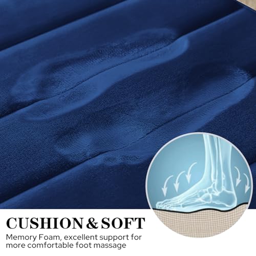 BYSURE Navy Blue Memory Foam Bathroom Rug Set 3 Piece, Non Slip Extra Soft Absorbent Bath Mats, Machine Washable & Dry Toilet Mat Sets for Bathroom Floor | Non Slip Extra Soft Absorbent Machine Washable Toilet Bath Toilet Mat 17"x24"+20"x32"+U Shape 20"x2