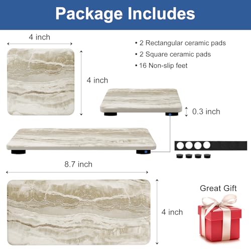 4 Pcs Drying Stone for Kitchen Counter Soap Trays Bathroom Sink Toothbrush | Fast Water Absorbing Stone Tray Hand Soap Dish Quick Dry Mat Sponge Holder Sink Caddy Ceramic Bathroom Tray Diatomite Coaster - color: Stone