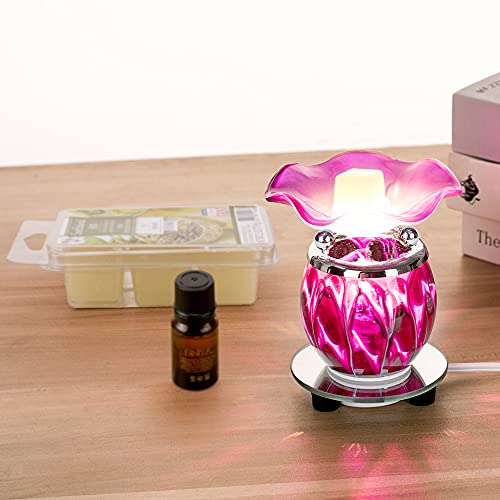 3 in 1 Electric Oil Warmer Scented Wax Warmer with with Auto Off Timer Candle Tar Melt Warmer Wax Melter Fragrance Oil Burner(Purple2 Timer) - color: Purple-timer