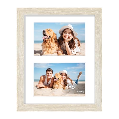 Vittanly 8x10 Collage Picture Frame for Wall Mounting or Tabletop, Cornsilk | Displays 2Pcs 4x6 Pictures with Mat or 1Pc 8x10 without Mat, Picture Frame Collage Wall Decor with Stand, 1 Pack - color: Cornsilk, size: 8x10