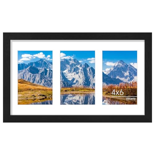 Vittanly 8x14 Collage Picture Frame for Wall Mounting, Black | Displays 3Pcs 4x6 Pictures with Mat or 1Pc 8x14 without Mat, Picture Frames Collage Wall Decor, 1 Pack - color: Black, size: 8x14