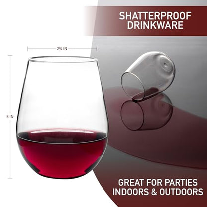 D'Eco 100% Tritan 20 oz Wine Glasses, Shatterproof Glassware, 8 Pack | Reusable, Crystal-Clear Plastic BPA-Free Tumblers for Red and White Wine, Indoor & Outdoor Cups For Parties & Entertaining