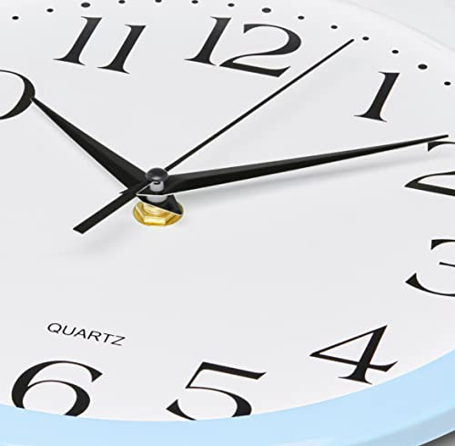 Bernhard Products Light Blue Wall Clock Silent Non Ticking - 10 Inch Quality Quartz Battery Operated Round Easy to Read Home/Kitchen/Office/Classroom/School Clock - color: Light Blue, size: 10 Inch