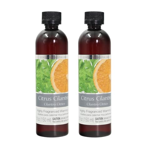 Hosley's Set of 2, 5 oz Citrus Cilantro Fragrance Warming Oils. Ideal Gift for Weddings, spa, Reiki, Meditation, Bathroom Settings. P1 - size: 2.5 Fl Oz (Pack of 2)