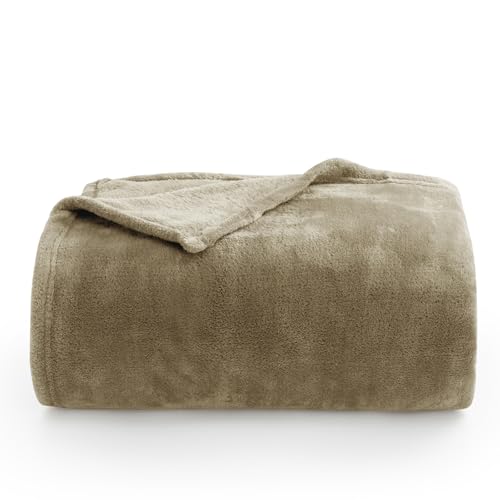 Throw Blanket for Couch & Sofa, All-Season Lightweight Fleece Blanket, Luxury Soft Cozy Fuzzy Throw for Her Him,Camel, 50 x 56 Inches