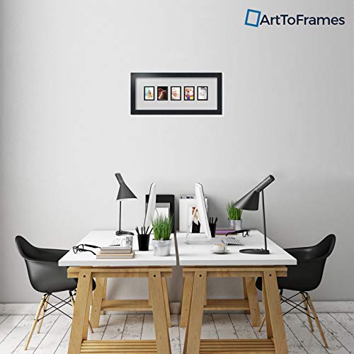 ArtToFrames Collage Photo Frame Double Mat with 5-2.5x3.5 Openings with Satin Black Frame and Candlewick mat. - color: Candlewick, size: 2.5x3.5
