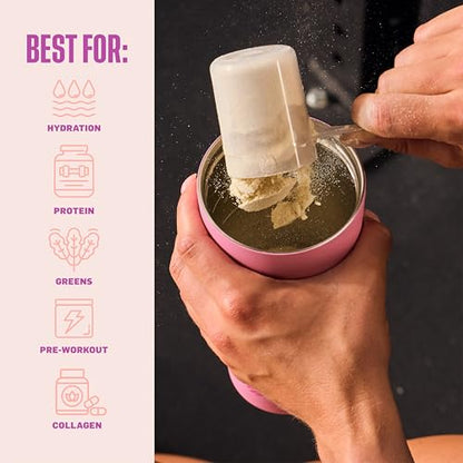 BlenderBottle Tumbler 2-in-1 Stainless Steel Shaker Bottle 24oz, Rose Petal | Leak-Proof with Straw Removed | Blenderball Whisk Technology | Sip or Chug Spout | Protein | Greens | Hydration - color: Rose Petal, size: 24 Ounces