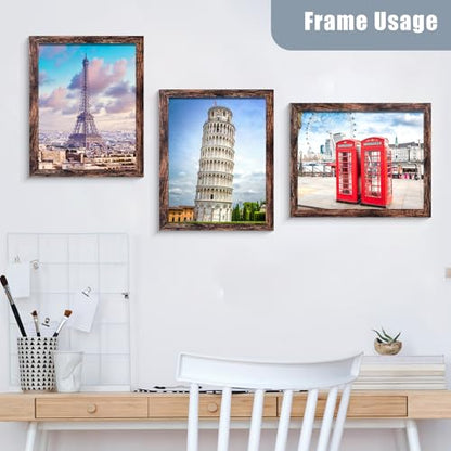 BESCRCL 11x14 Picture Frame Set of 6 High Definition Glass, 11 x 14 Photo Frame for Wall, Engineered Wood, Brown - color: Brown, size: 11x14